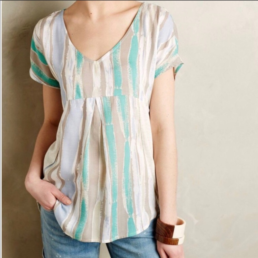 Anthro Porridge Elva Pleated mixed media top
